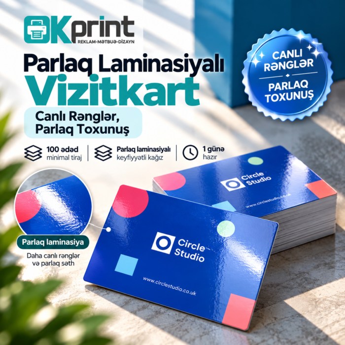 Parlaq laminasiyalı vizitkart, Ucuz vizitka, ucuz vizitkart. Vizitka sifarişi, vizitkartlar