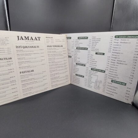 menyu çapı, karton menyu, sərt menyu, menyular, menyu sifarişi, menu çapı, menu
