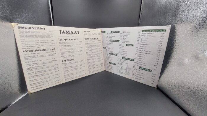 menyu çapı, karton menyu, sərt menyu, menyular, menyu sifarişi, menu çapı, menu