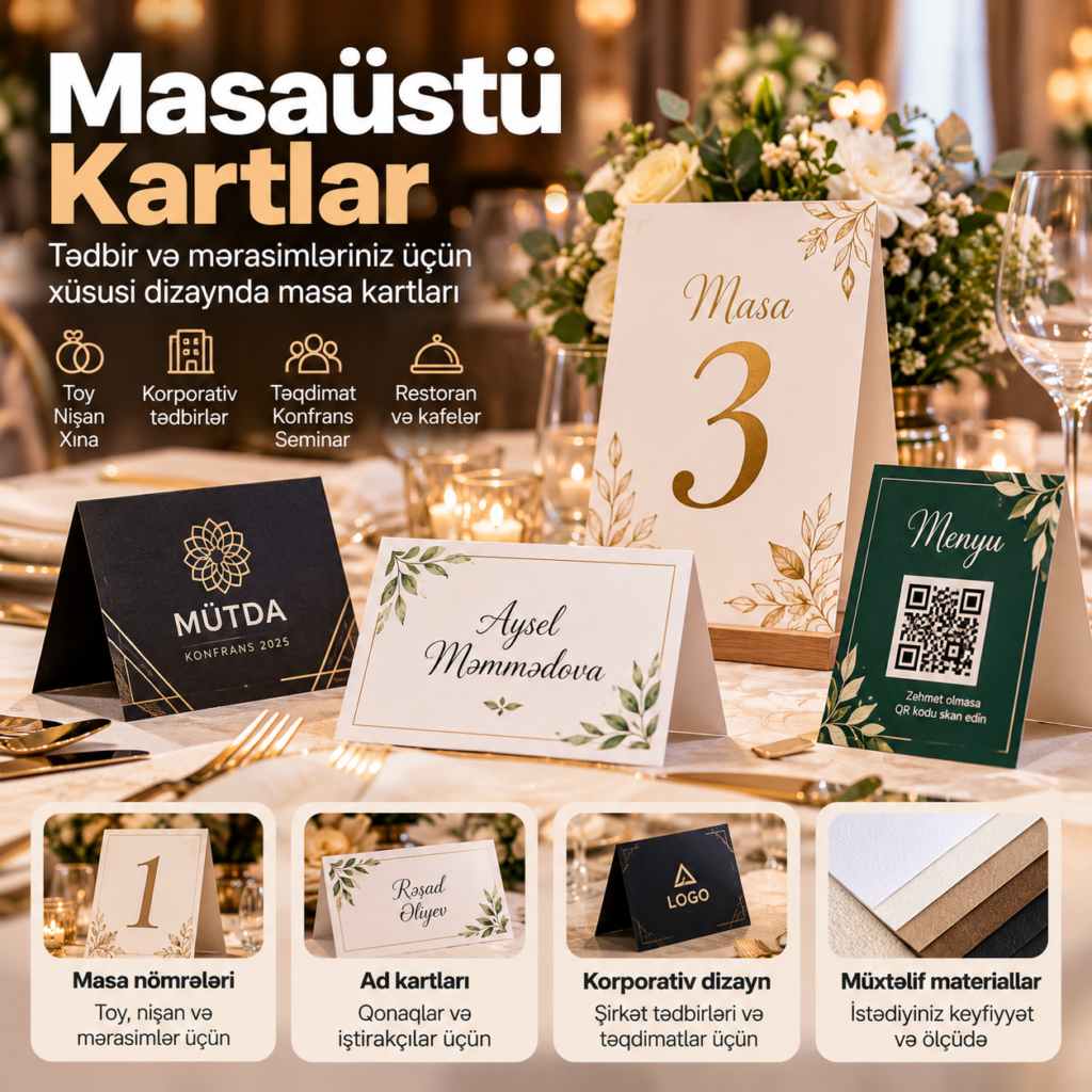 Masaüstü kartlar və masa nömrələri