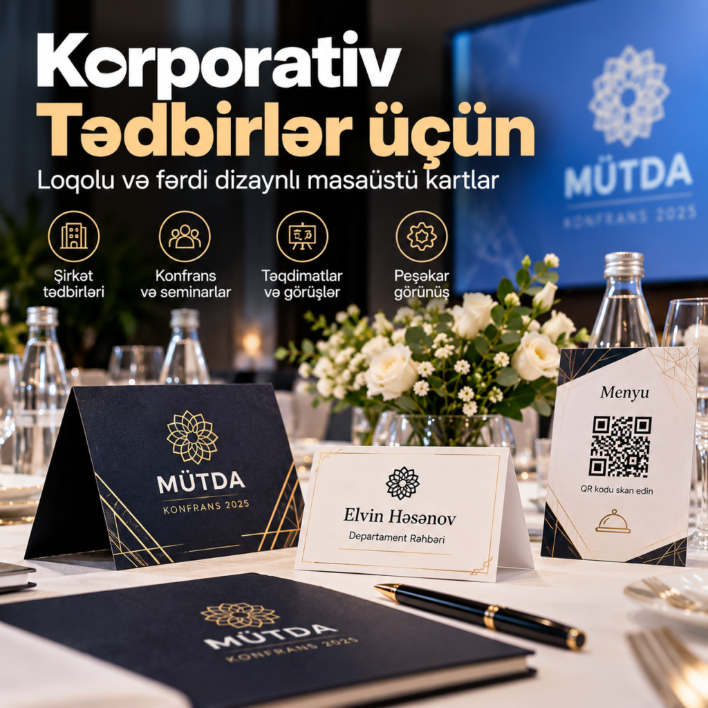 Korporativ tədbirlər üçün masaüstü kartlar